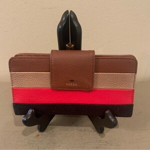 Fossil Striped Pebble Leather Wallet